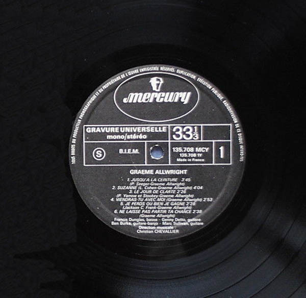 Graeme Allwright - Le Jour De Clarté | Mercury (135 708 MCY) - 4