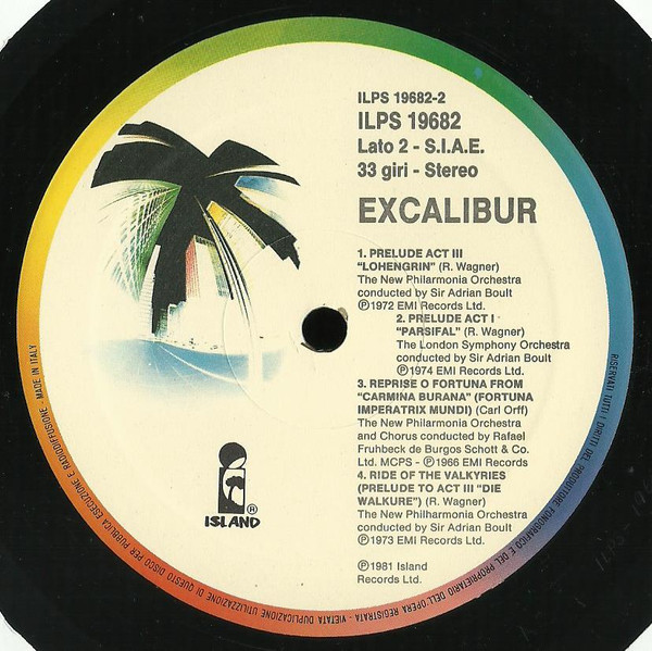 Various - Music From The Film Excalibur And Other Selections | Island Records (ILPS 19682) - 3