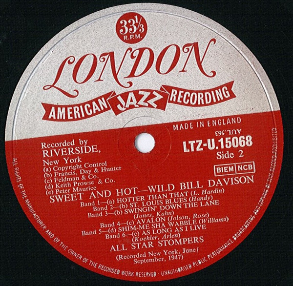 Wild Bill Davison - Sweet And Hot | London Records (LTZ-U 15068) - 4