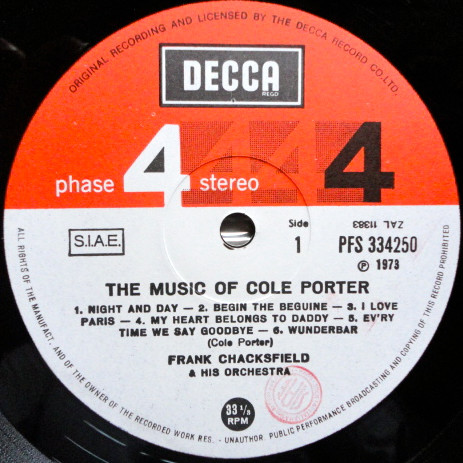 Frank Chacksfield & His Orchestra - The Music Of Cole Porter | Decca (PFS 334250) - 3