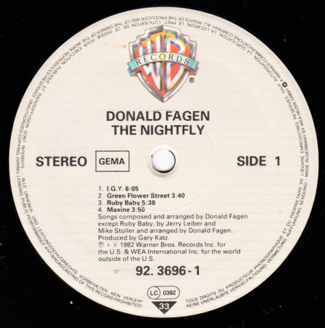 Donald Fagen - The Nightfly | Warner Bros. Records (92. 3696-1) - 3 Donald Fagen - The Nightfly | Warner Bros. Records (92. 3696-1) - 3