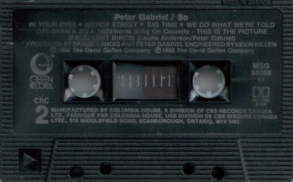 Peter Gabriel - So [Cassette] | Geffen Records (M5G-24088) - 4