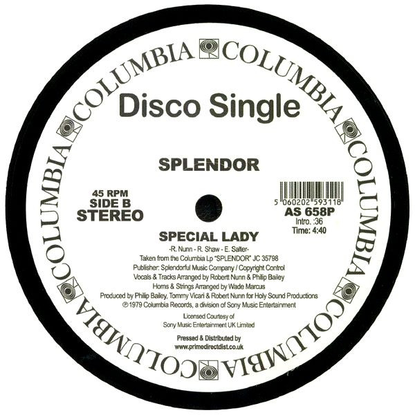 Splendor - Take Me To Your Disco / Special Lady | Columbia (AS 658P) - 2