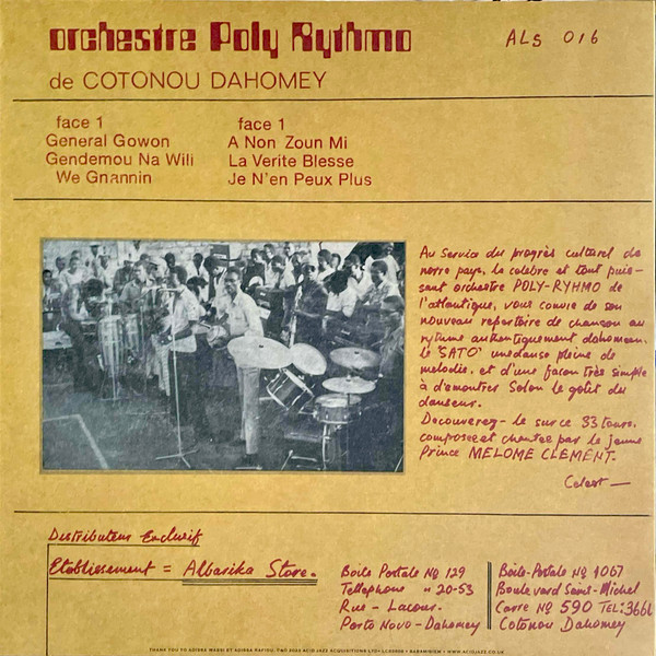 Orchestre-Poly Rythmo De Cotonou Dahomey - Le Sato 2 | Albarika Store (ALS 016) - 2