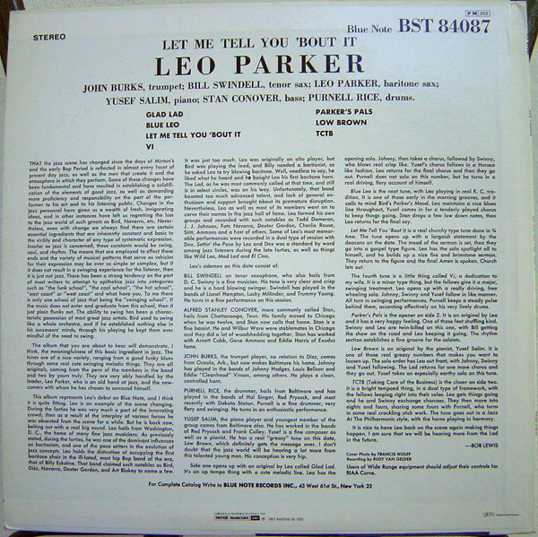 Leo Parker - Let Me Tell You 'Bout It | Blue Note (BST 84087) - 4 Leo Parker - Let Me Tell You 'Bout It | Blue Note (BST 84087) - 4