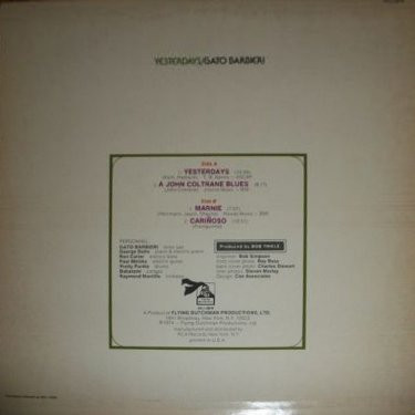 Gato Barbieri - Yesterdays | Flying Dutchman (BDL 1-0550) - 3