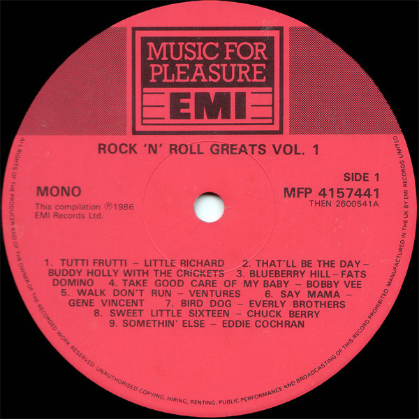 Various - Rock 'N' Roll Greats (Volume One) | Music For Pleasure (MFP 41 5744 1) - 3 Various - Rock 'N' Roll Greats (Volume One) | Music For Pleasure (MFP 41 5744 1) - 3