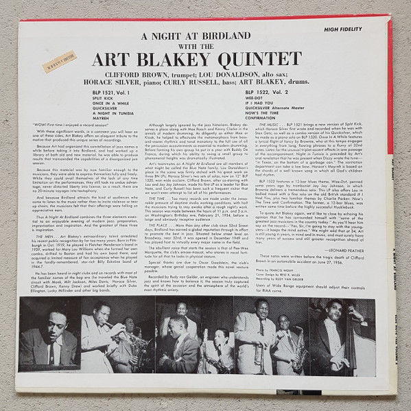 Art Blakey Quintet - A Night At Birdland, Volume 2 | Blue Note (BLP 1522) - 2