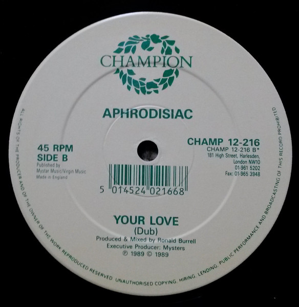 Aphrodisiac - Your Love | Champion (CHAMP 12-216) - 2