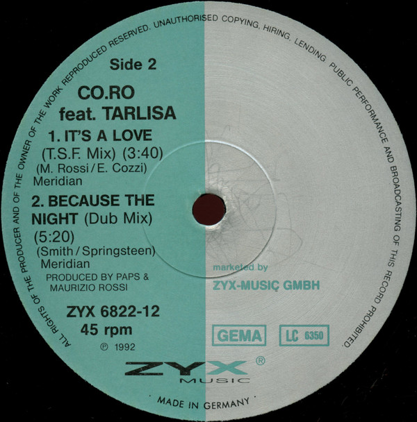 Co.Ro. Feat. Taleesa - Because The Night | ZYX Music (ZYX 6822-12) - 4