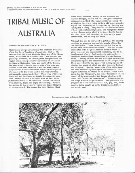 Various - Tribal Music Of Australia | Folkways Records (FE 4439) - 3 Various - Tribal Music Of Australia | Folkways Records (FE 4439) - 3