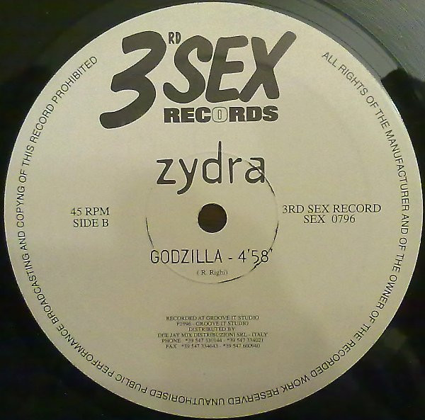 Zydra - Jack The Ripper / Godzilla | 3rd Sex Records (SEX 0796)
