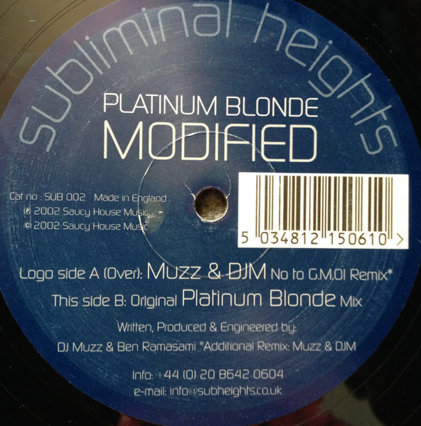 Platinum Blonde - Modified | Subliminal Heights Recordings (SUB 002) - main