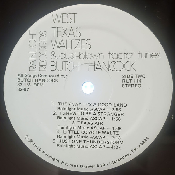 Butch Hancock - West Texas Waltzes & Dust-blown Tractor Tunes | Rainlight Records (RLT 114) - 3 Butch Hancock - West Texas Waltzes & Dust-blown Tractor Tunes | Rainlight Records (RLT 114) - 3