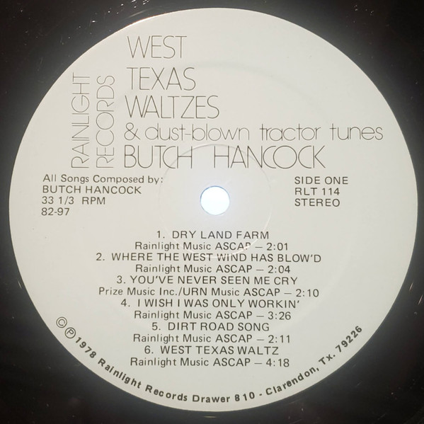 Butch Hancock - West Texas Waltzes & Dust-blown Tractor Tunes | Rainlight Records (RLT 114) - 2 Butch Hancock - West Texas Waltzes & Dust-blown Tractor Tunes | Rainlight Records (RLT 114) - 2