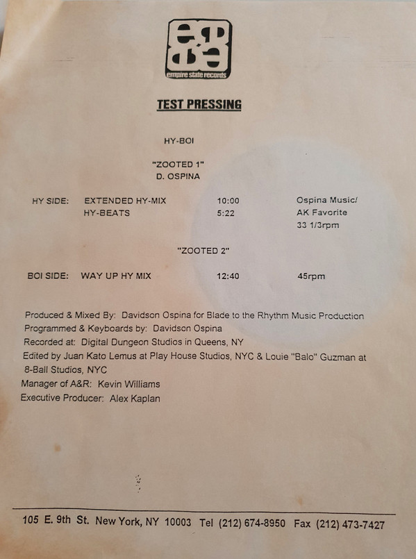 Hy-Boi - Zooted | Empire State Records (ES-03) Hy-Boi - Zooted | Empire State Records (ES-03)