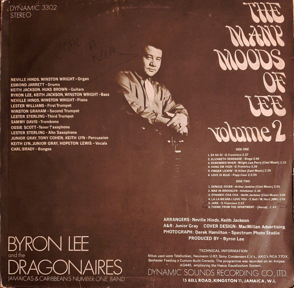 Byron Lee And The Dragonaires - The Many Moods Of Lee Volume 2 | Dynamic Sounds (DYNAMIC 3302)