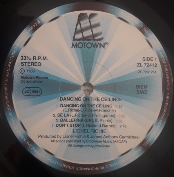 Lionel Richie - Dancing On The Ceiling | Motown (ZL 72412)