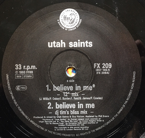 Utah Saints - Believe In Me | FFRR (FX 209) - 3 Utah Saints - Believe In Me | FFRR (FX 209) - 3