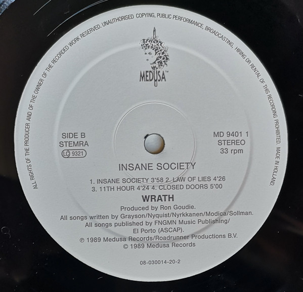 Wrath - Insane Society | Medusa Records (MD 9401 1) - 4