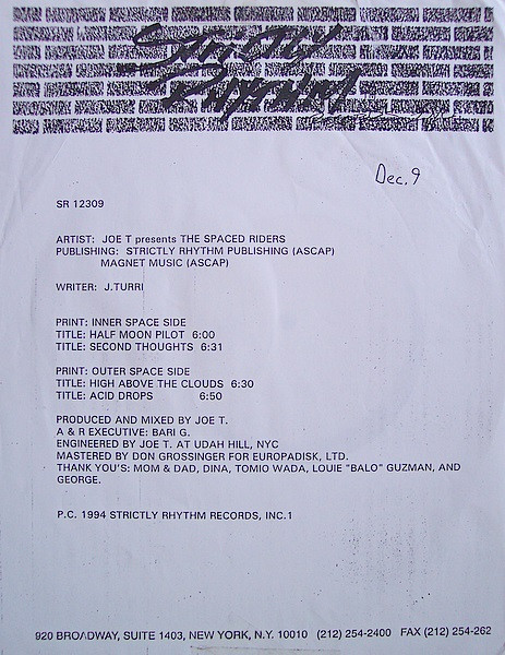 Joe Turri Presents The Spaced Riders - Half Moon Pilot | Strictly Rhythm (SR 12309) - main Joe Turri Presents The Spaced Riders - Half Moon Pilot | Strictly Rhythm (SR 12309) - main