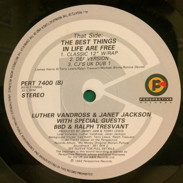 Luther Vandross & Janet Jackson With Special Guests BBD & Ralph Tresvant - The Best Things In Life Are Free | Perspective Records (PERT 7400) - 2