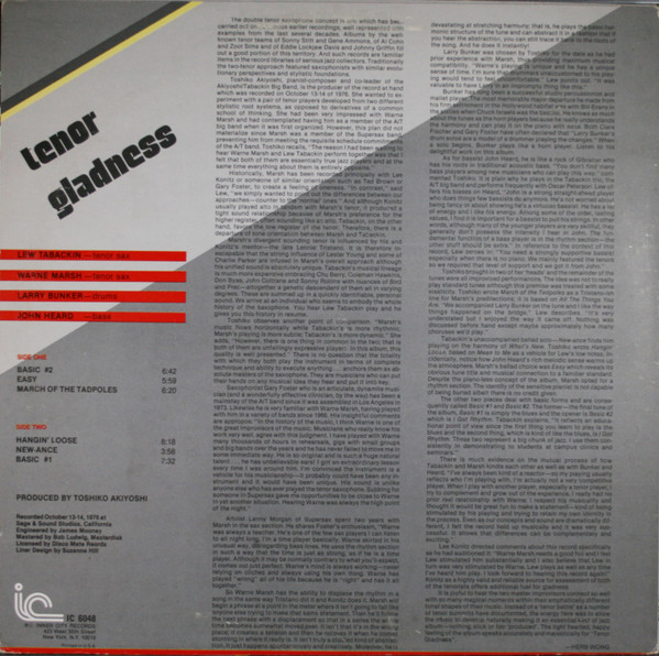 Lew Tabackin / Warne Marsh - Tenor Gladness | Inner City Records (IC 6048) - 2 Lew Tabackin / Warne Marsh - Tenor Gladness | Inner City Records (IC 6048) - 2