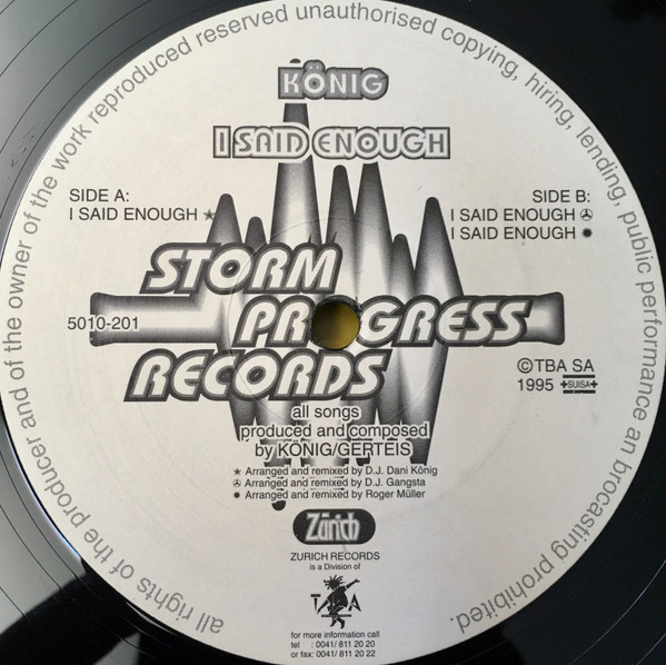 Dani König - I Said Enough | Storm Progress Records (201) - 2