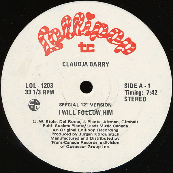 Claudja Barry - I Will Follow Him / Work Me Over | Lollipop Records (LOL - 1203) - main