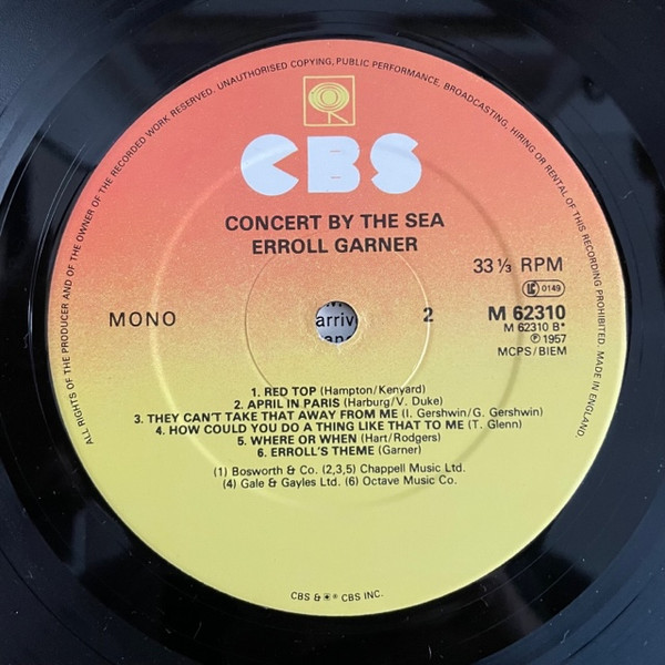 Erroll Garner - Concert By The Sea | CBS (M 62310) - 4 Erroll Garner - Concert By The Sea | CBS (M 62310) - 4