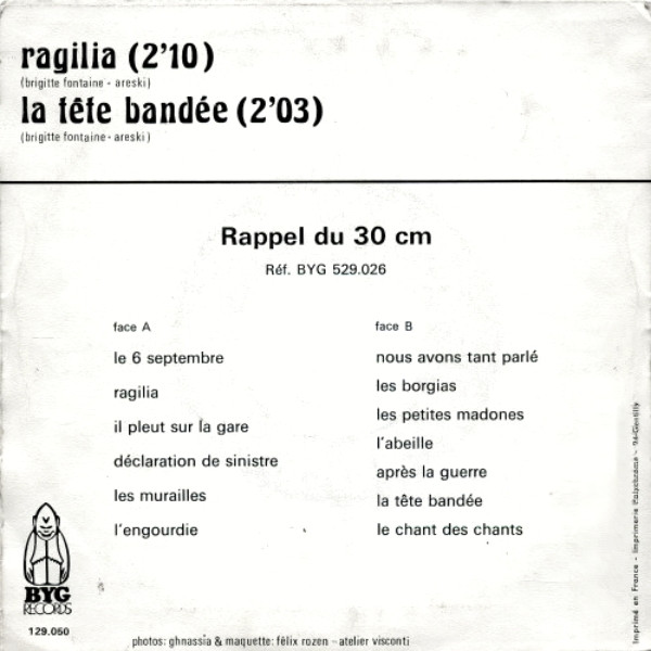 Areski - Brigitte Fontaine - L'Incendie | BYG Records (129.050) - 2