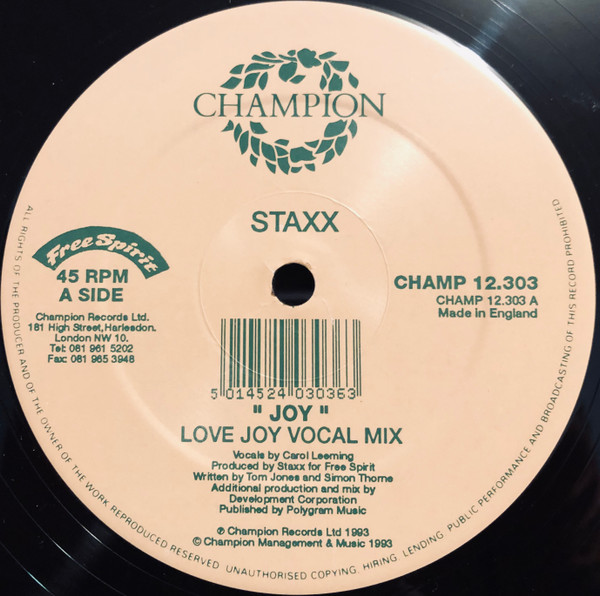 Staxx - Joy | Champion (CHAMP 12.303) - 3 Staxx - Joy | Champion (CHAMP 12.303) - 3