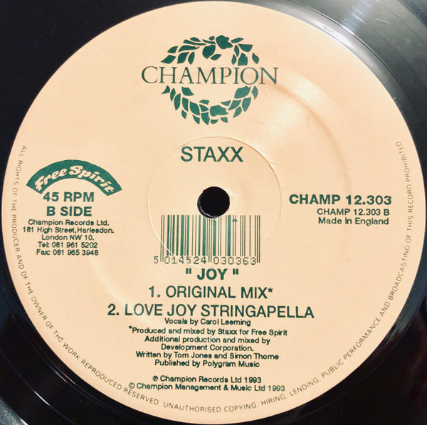 Staxx - Joy | Champion (CHAMP 12.303) - 4 Staxx - Joy | Champion (CHAMP 12.303) - 4
