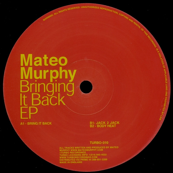 Mateo Murphy - Bringing It Back EP | Turbo (TURBO-010) - main