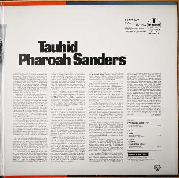 Pharoah Sanders - Tauhid | Impulse! (A-9138) - 3
