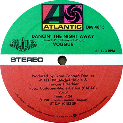 Voggue - Dancin' The Night Away | Atlantic (DM 4815)
