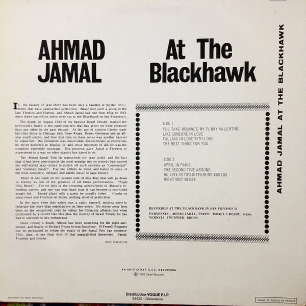 Ahmad Jamal - At The Blackhawk | Cadet (515002) - 2 Ahmad Jamal - At The Blackhawk | Cadet (515002) - 2