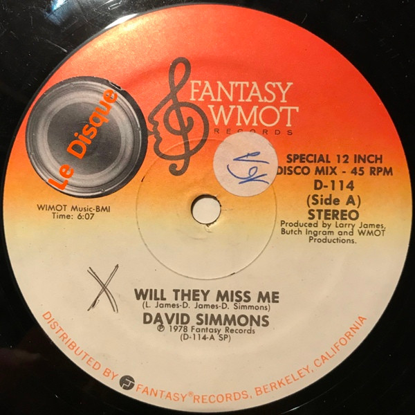 David Simmons - Will They Miss Me / Hard And Heavy | Fantasy WMOT Records (D-114)