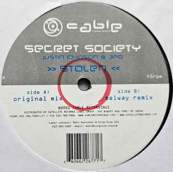 Secret Society - Stolen | Cable Recordings (CABL-001) - 3