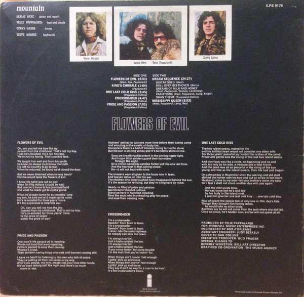 Mountain - Flowers Of Evil | Island Records (ILPS 9179) - 2