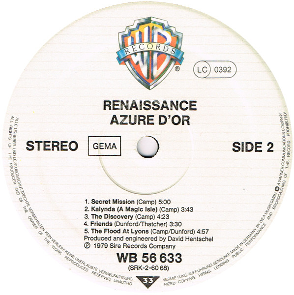 Renaissance - Azure D'or | Warner Bros. Records (WB 56 633) - 4