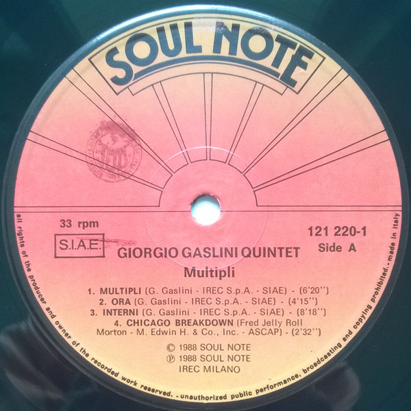 Giorgio Gaslini Quintet - Multipli | Soul Note (121 220-1) - 3
