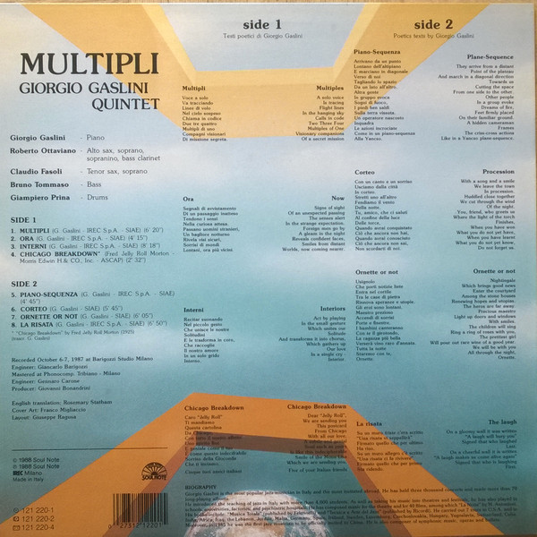 Giorgio Gaslini Quintet - Multipli | Soul Note (121 220-1) - 2