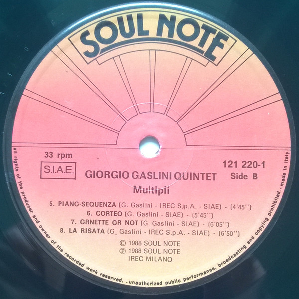 Giorgio Gaslini Quintet - Multipli | Soul Note (121 220-1) - 4