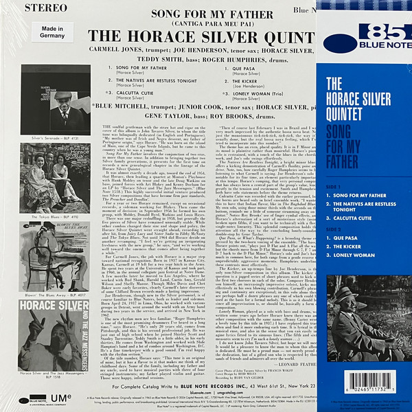 The Horace Silver Quintet - Song For My Father (Cantiga Para Meu Pai) | Blue Note (6511732) - 2