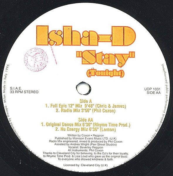 Isha-D - Stay (Tonight) | UDP (UDP 1031) - 2
