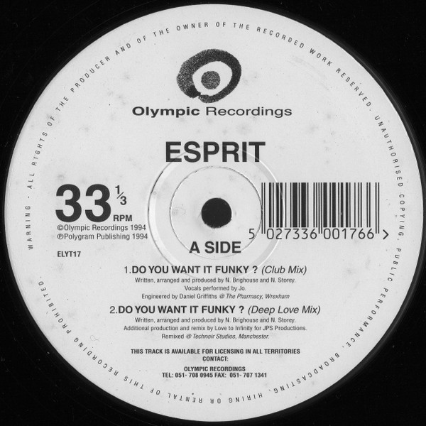 Esprit - Do You Want It Funky | Olympic Recordings (ELYT17) Esprit - Do You Want It Funky | Olympic Recordings (ELYT17)