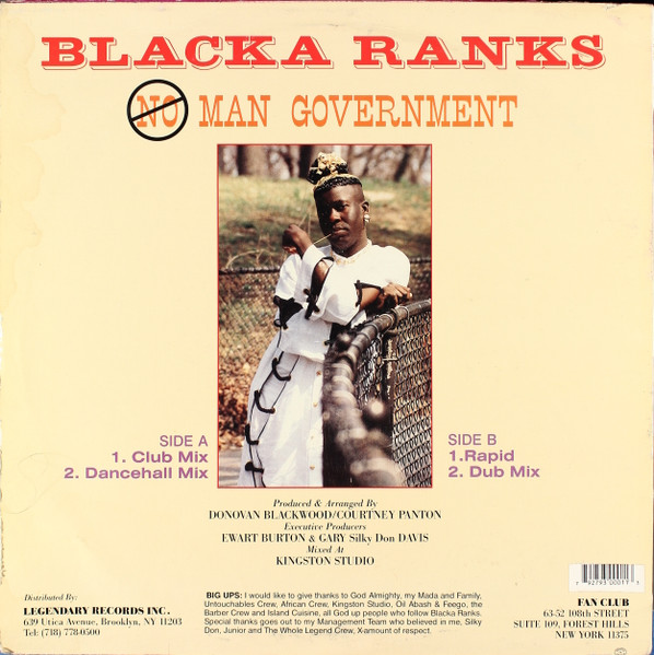Blacka Ranks / Sugar Minott - No Man Government / Rapid | Legendary Records (LRLP001) - 2 Blacka Ranks / Sugar Minott - No Man Government / Rapid | Legendary Records (LRLP001) - 2