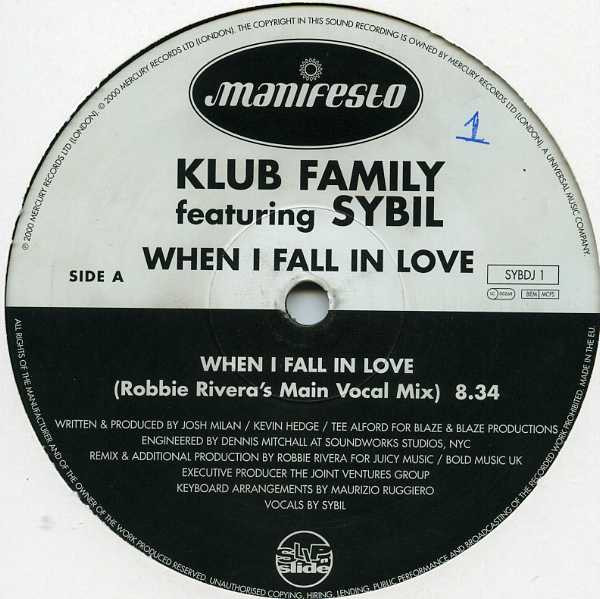 The Klub Family Featuring Sybil - When I Fall In Love | Manifesto (SYBDJ 1/2) - 2