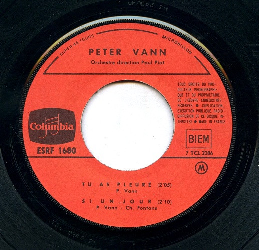 Peter Vann - Tu As Pleuré | Columbia (ESRF 1680) - 3